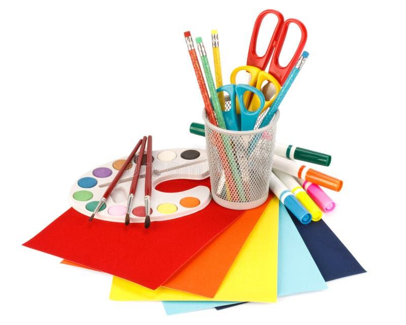 School accessories stock image. Image of objects, basket 10831683
