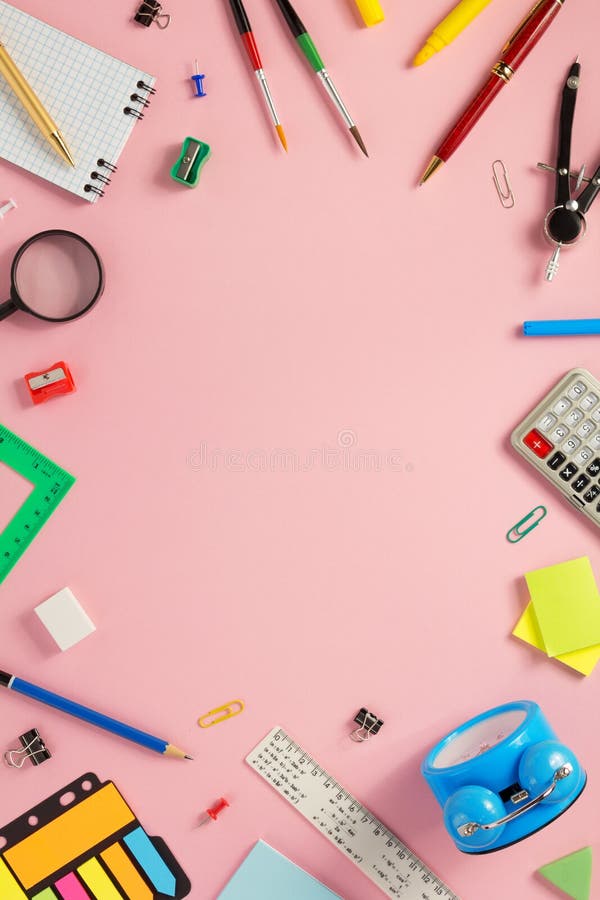 School accessories at abstract background