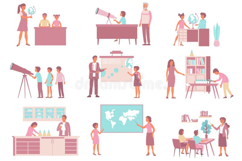 School Astronomy Flat Set stock illustration