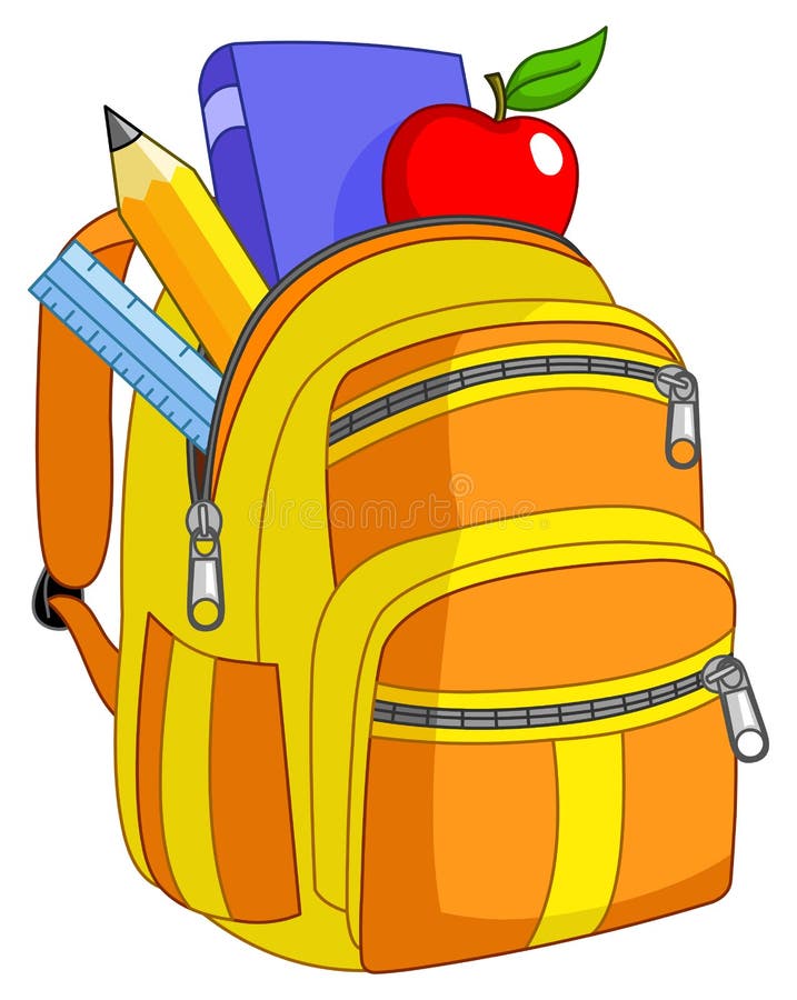 Front view blue backpack with zippered Royalty Free Vector