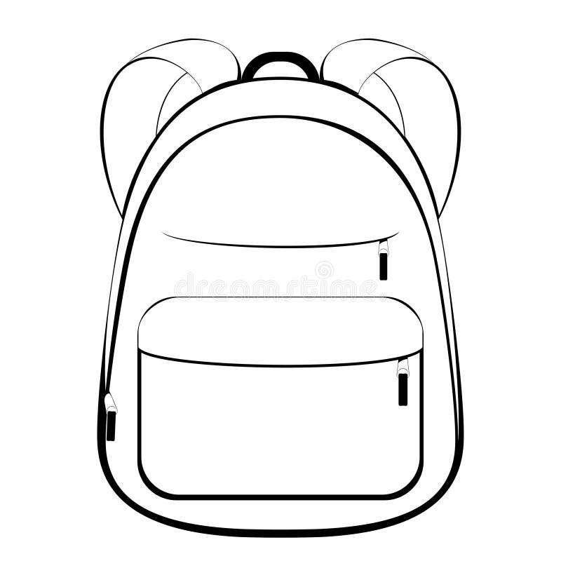 School Backpack in Black and White Stock Vector Illustration of