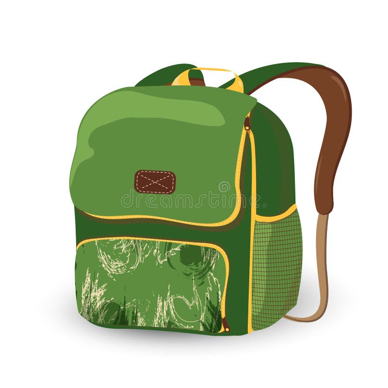 School backpack, green book bag isolated on a white background. School Bag cartoon . vector illustration.