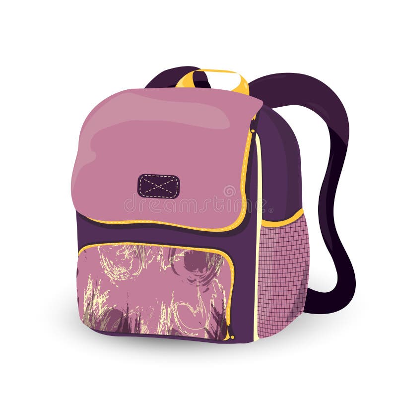 purple and white backpack