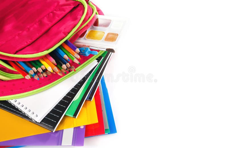 Backpack with School Supplies Stock Photo Image of group, calculator