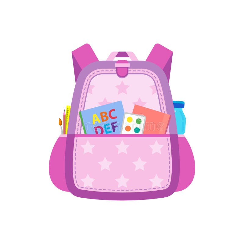 School Rucksack with Stationery and Study Supplies Stock Vector ...