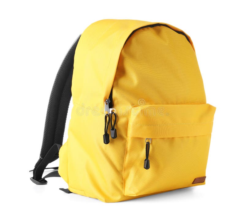 School backpack on white background stock photos