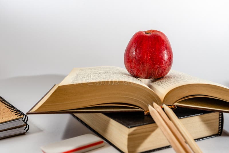 School books on desk. white background stock photography School books on desk. white background stock photography