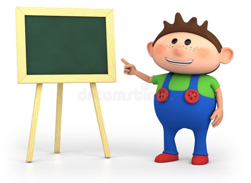 School boy with blackboard