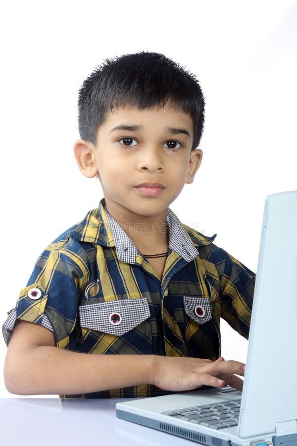 School Boy using a laptop stock image. Image of education 28039207