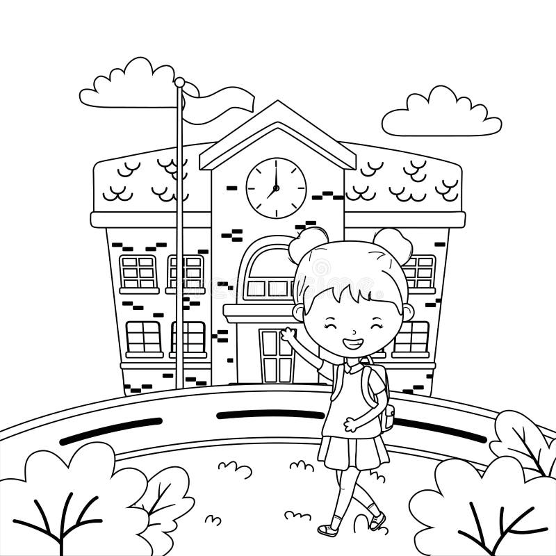 School Building and Girl Cartoon Design Stock Vector - Illustration of cartoon, learning: 150466280 School Building and Girl Cartoon Design Stock Vector - Illustration of cartoon, learning: 150466280