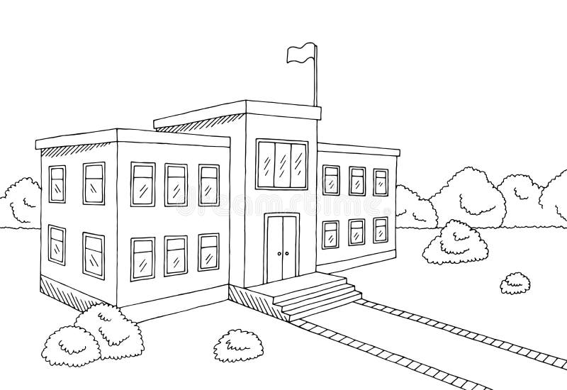 School Building Drawing