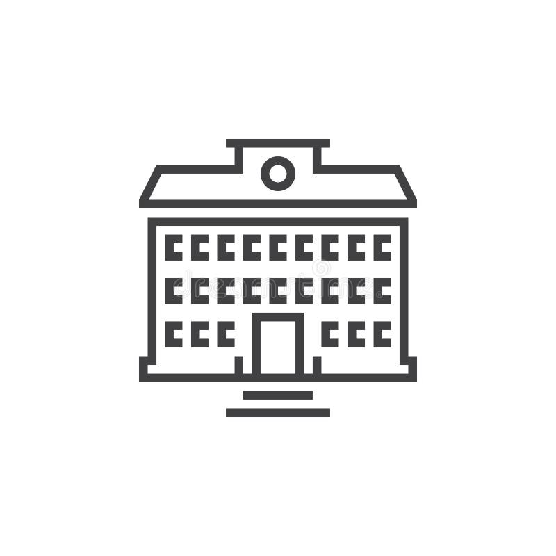 School building line icon, outline vector logo, linear pictogram vector illustration School building line icon, outline vector logo, linear pictogram vector illustration