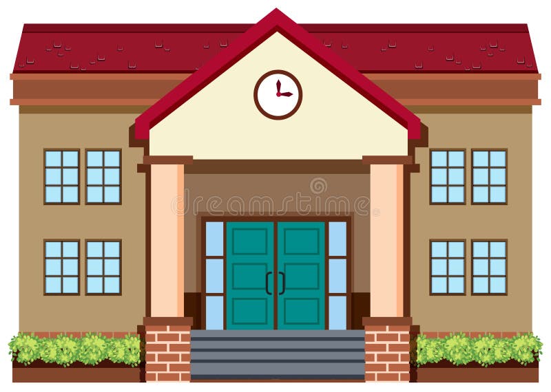 School Building on White Background Stock Vector Illustration of door