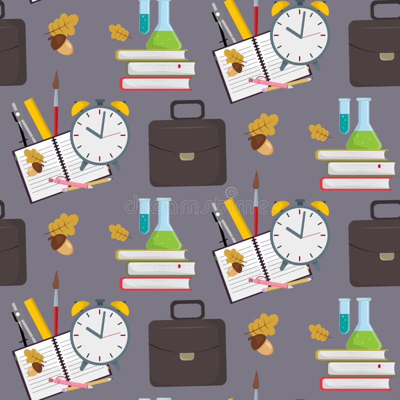 School of bureau naadloze het patroonachtergrond van leverings onderwijstoebehoren stock illustratie School of bureau naadloze het patroonachtergrond van leverings onderwijstoebehoren stock illustratie