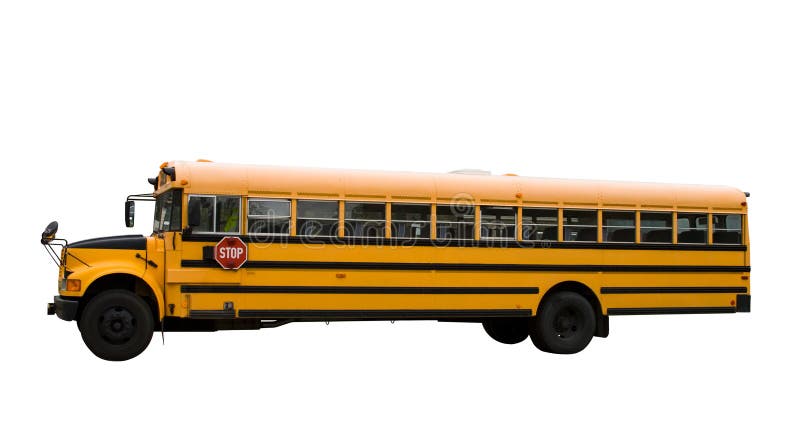 Školský autobus izolované na bielom s orezové cesta.