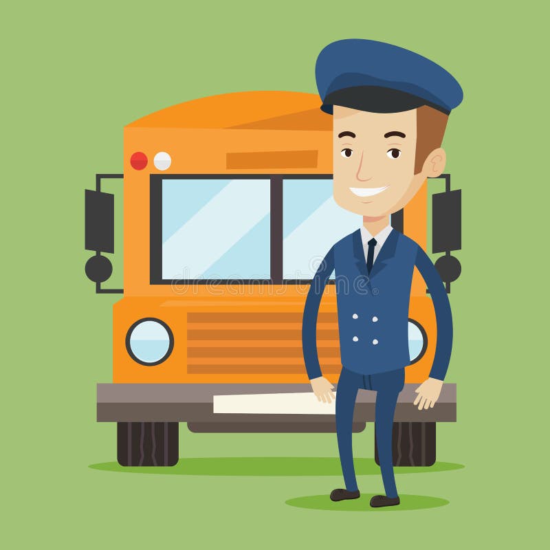 School Bus Driver Vector Illustration. Stock Vector Illustration of