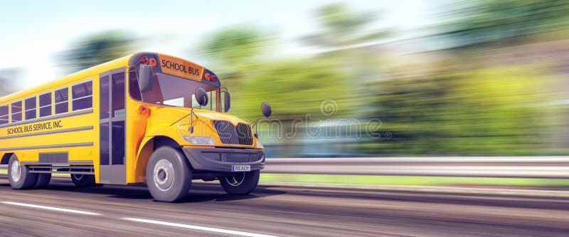 School bus in a hurry for the beginning of the school year