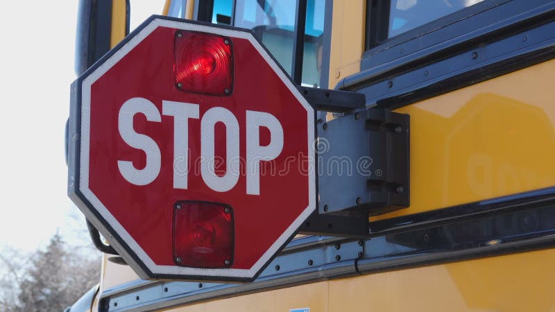 School bus stop paddle is turned off