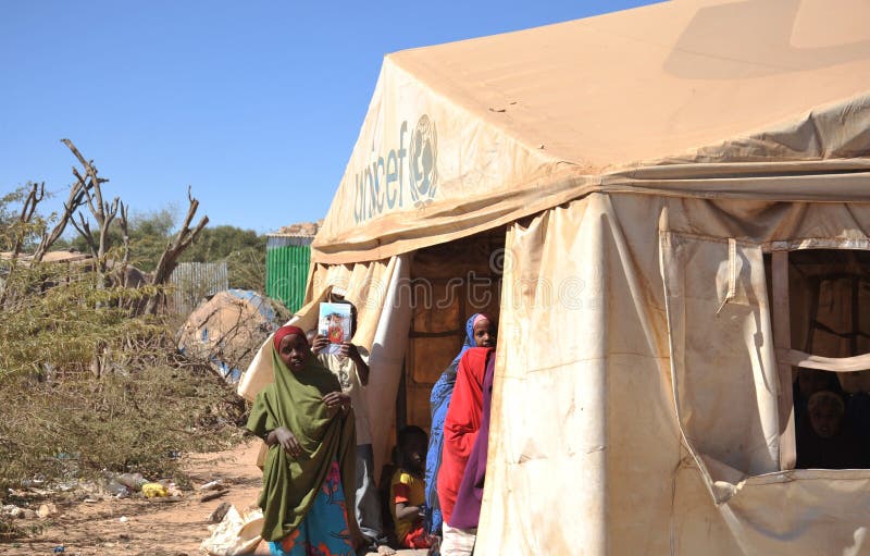 School camp for African refugees on the outskirts of Hargeisa stock photo