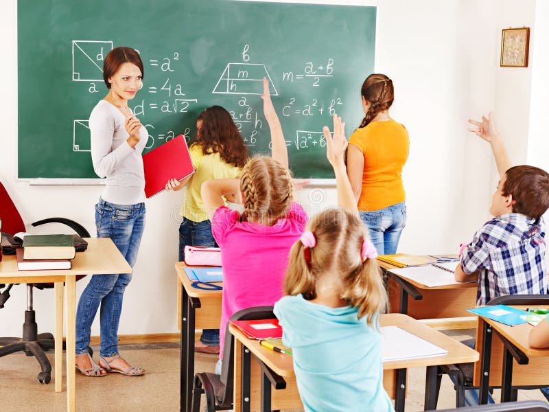School child with teacher. royalty free stock photography