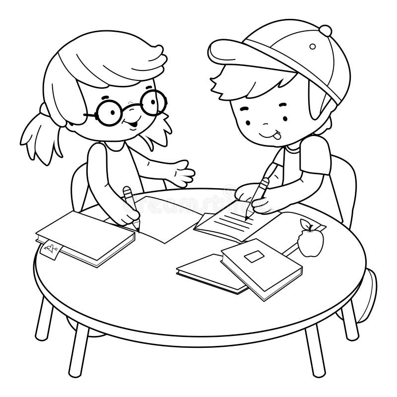 homework line art