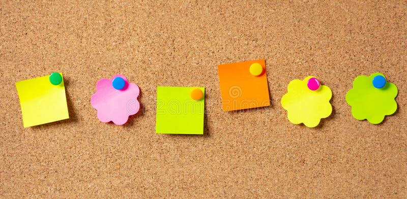 Sticky Note On Cork Board Background And Text Concept Stock Photo