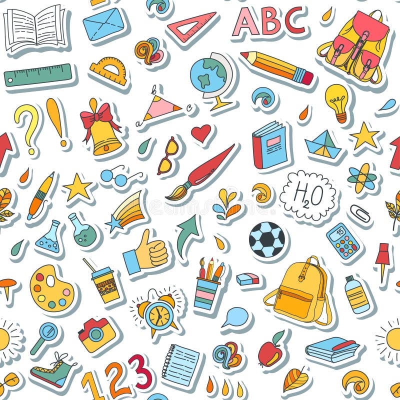 School and education doodles hand drawn vector symbols and objects vector illustration