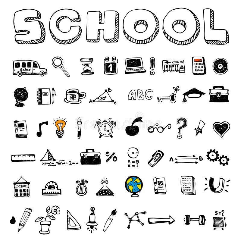 School- en educatieve iconen vector illustratie