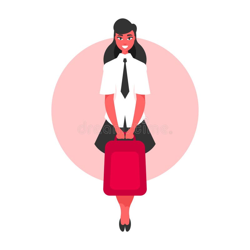 School Girl with Bag. vector illustration