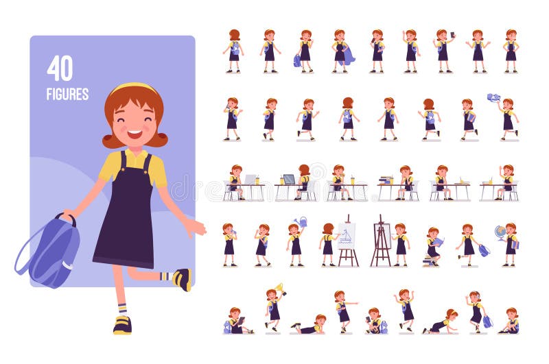 School girl character set