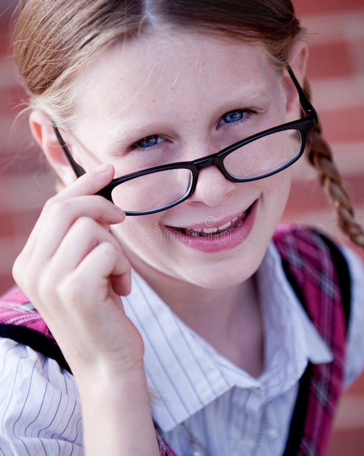 School Girl With Glasses Stock Image Image Of Intelligent 33328079 