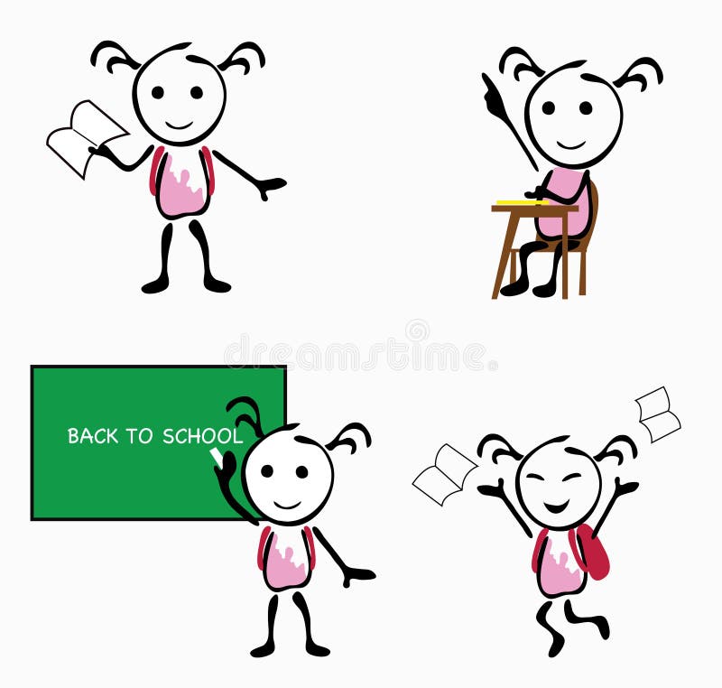 School Girl Icons vector illustration