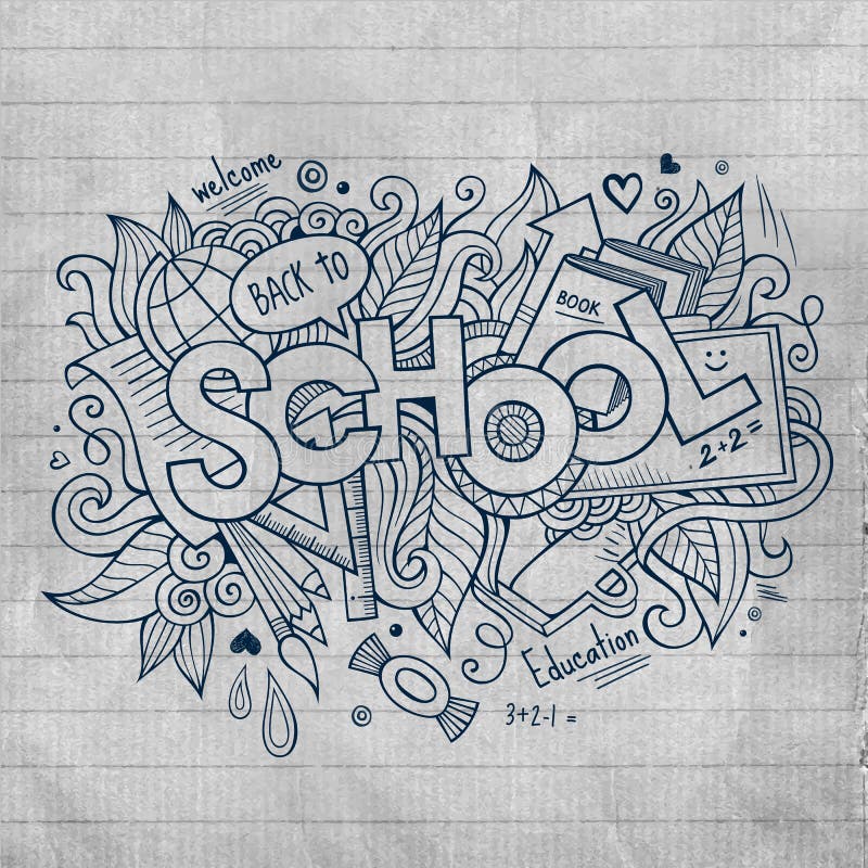 School Hand Lettering and Doodles Elements Stock Vector Illustration