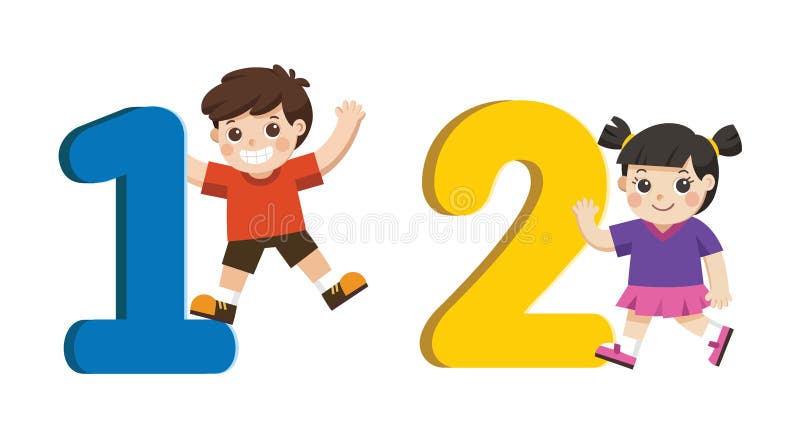 School kids and colorful number shaped. Back to School. stock illustration School kids and colorful number shaped. Back to School. stock illustration
