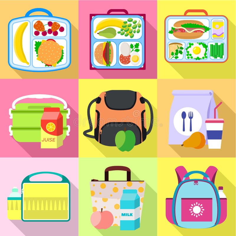 School Lunch Box with School Supplies Stock Photo - Image of clip