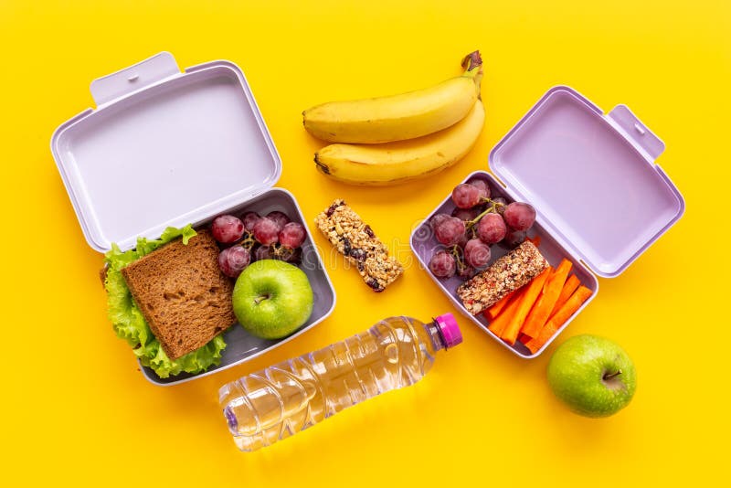 School Lunch Boxes Filled with Fruits and Vegetables. Healthy Meal ...