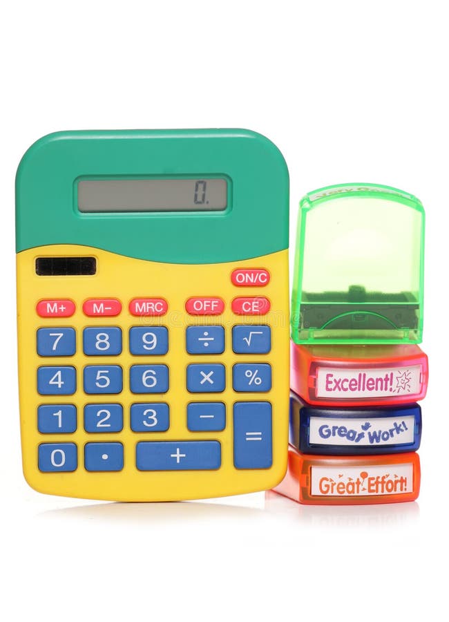 School Marking Stamps and Calculator Stock Image Image of teachers