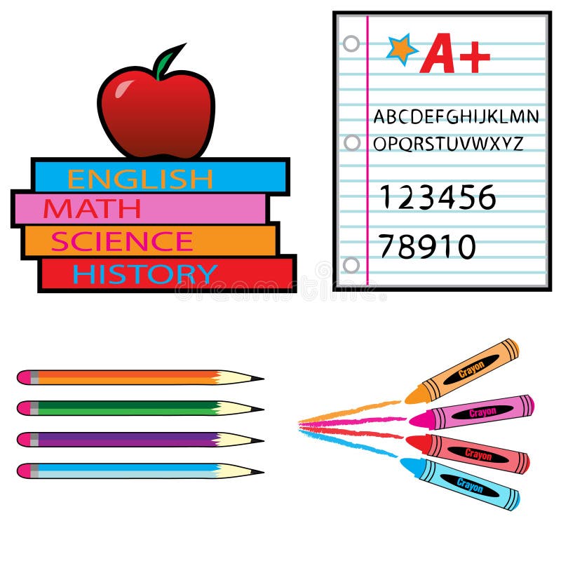 School Materials stock illustration. Illustration of kids 10743905