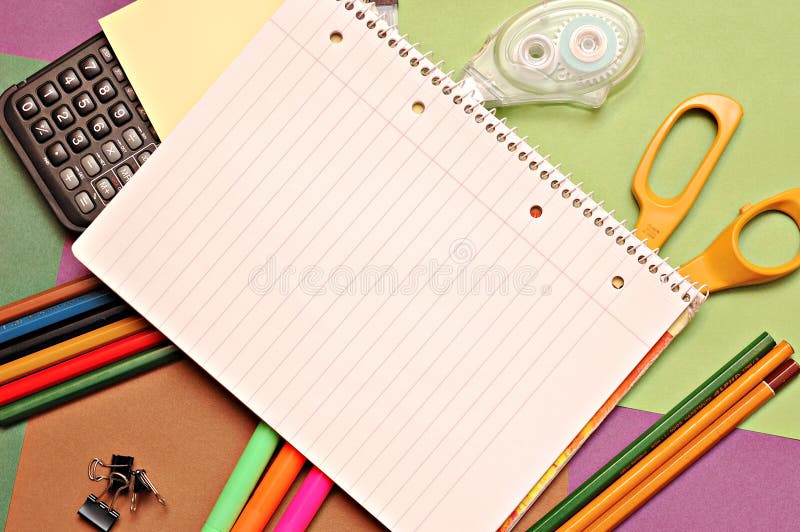 School office supplies stock photo. Image of graphics 12524978