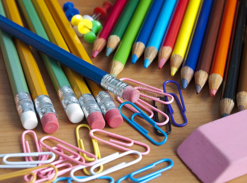 School office supplies stock image. Image of colored 10744121