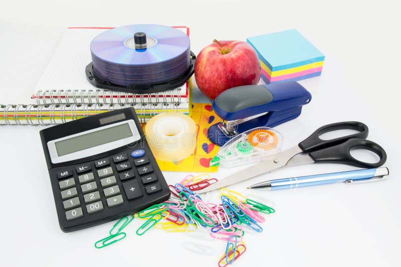School office supplies stock image. Image of colored 10744121