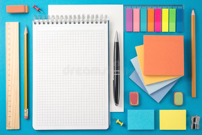 School office supplies stock image