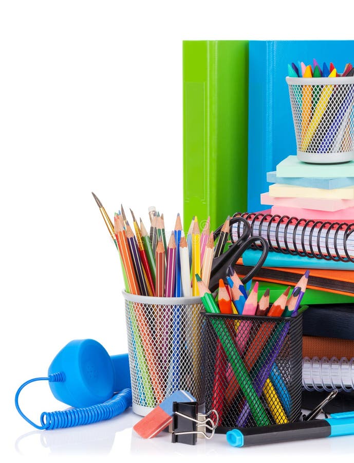 School and office supplies stock image. Image of copyspace 57634637