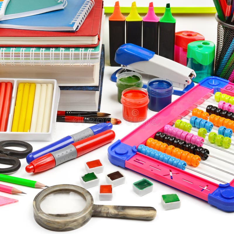 Set of School and Office Supplies Isolated on White . Concept Back To