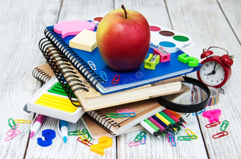 School office supplies stock photo. Image of elements 77066750