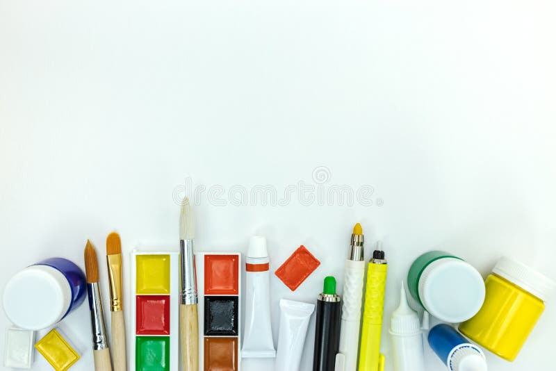 Back To School Painting Supplies Stock Photo - Download Image Now