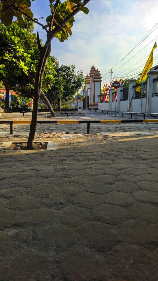 Yogyakarta, Indonesia. August 6, 2020 : The parking lot for two-wheeled vehicles at a school is deserted. Yogyakarta, Indonesia. August 6, 2020 : The parking lot for two-wheeled vehicles at a school is deserted.