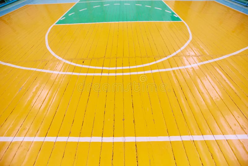 School Sporting Hall. Detail of Markings on the Floor in the Gym Stock