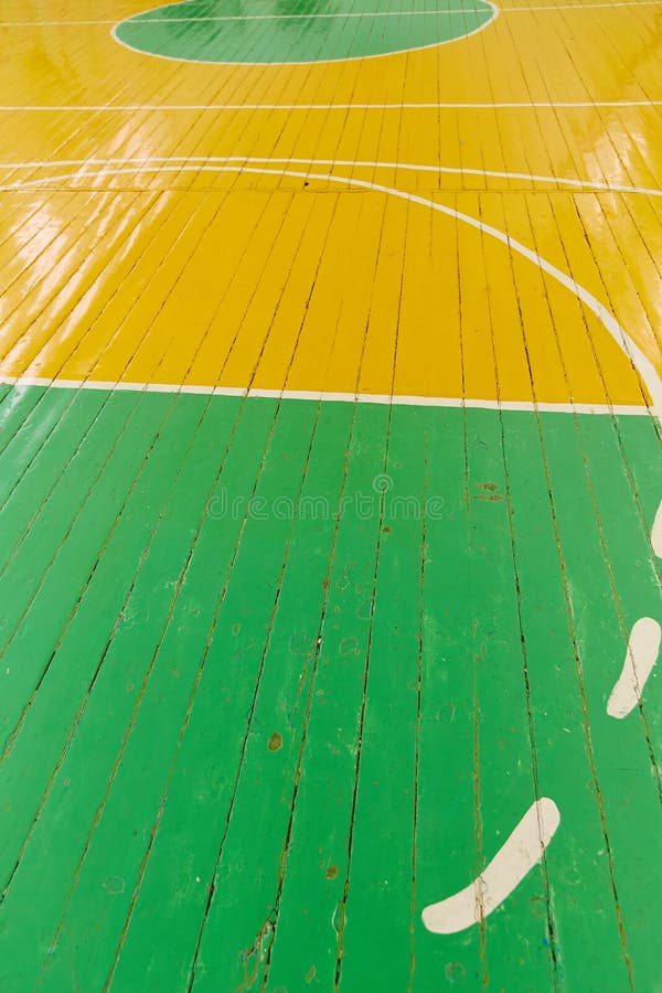 School Sporting Hall. Detail of Markings on the Floor in the Gym Stock