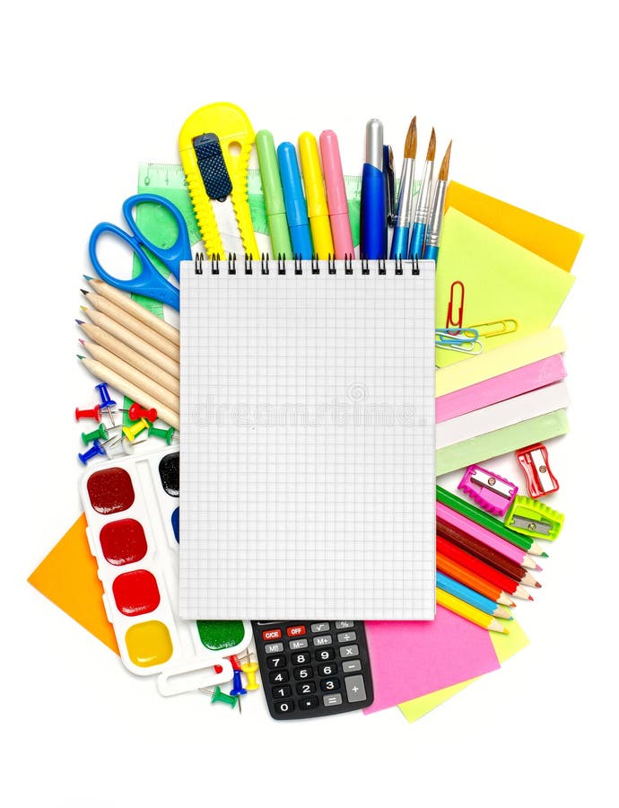 School stationery stock image. Image of markers, pens 35120177